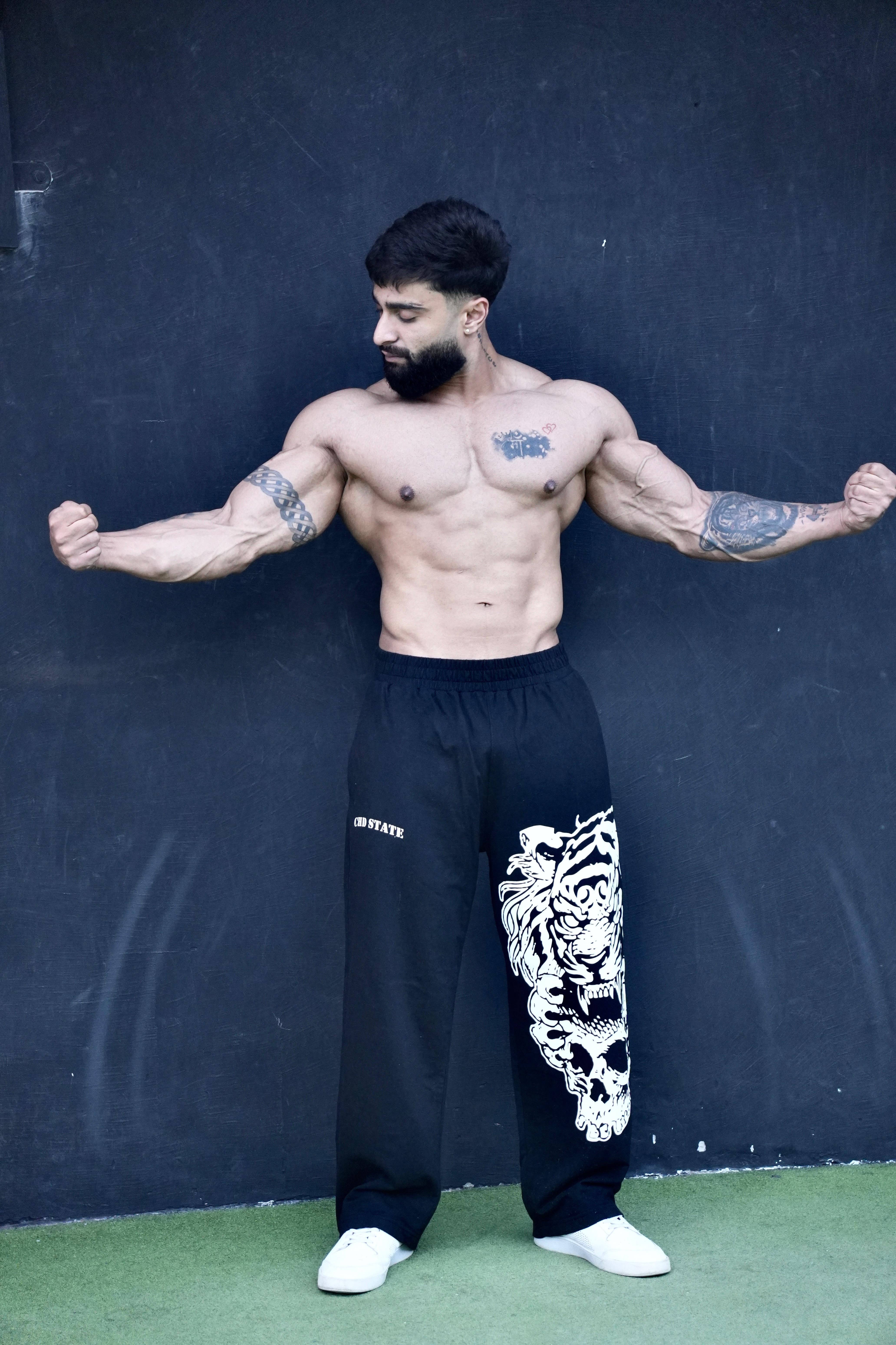 TIGER SKULL WIDE LEG JOGGERS